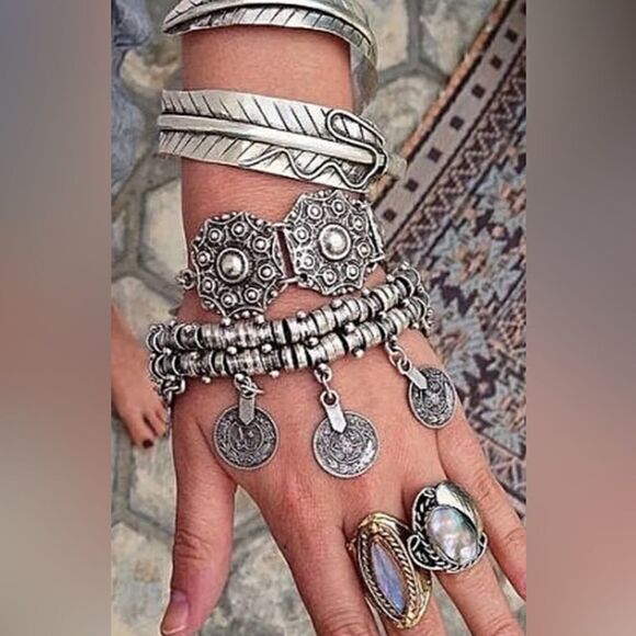 Thick bohemian moon child silver plated  Antalya braceletHave in gold & silver - Picture 4 of 8